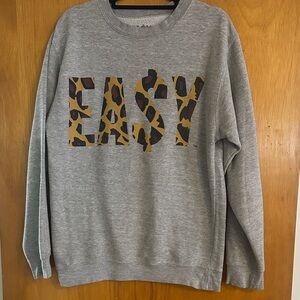 EASY by OBEY Gray Crewneck Sweater with Leopard Logo